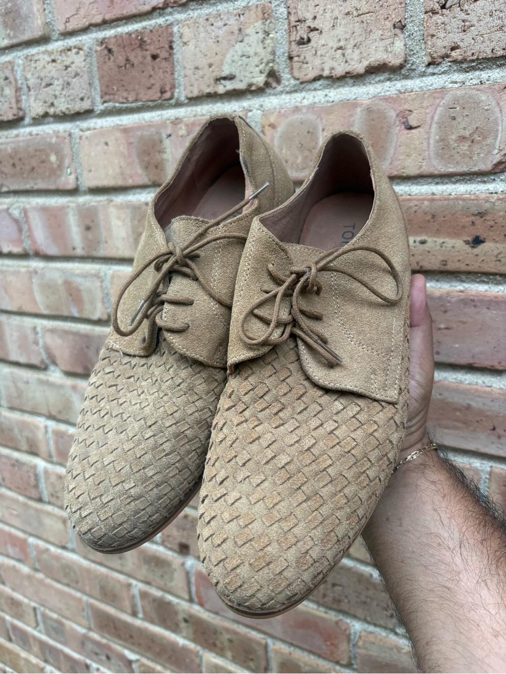 Topman Tan Woven Suede Lace-Up Oxfords